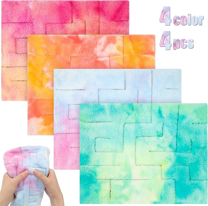 CHENGU 4 Pcs Marble Maze Mat Sensory Fidget Stress Relief Toys Calming Sensory Mat Anxiety Relief Fabric Toys for Teens Autism Calming Down Classroom Gifts Prizes(Marble Maze Style,8.66 x 6.3 in)