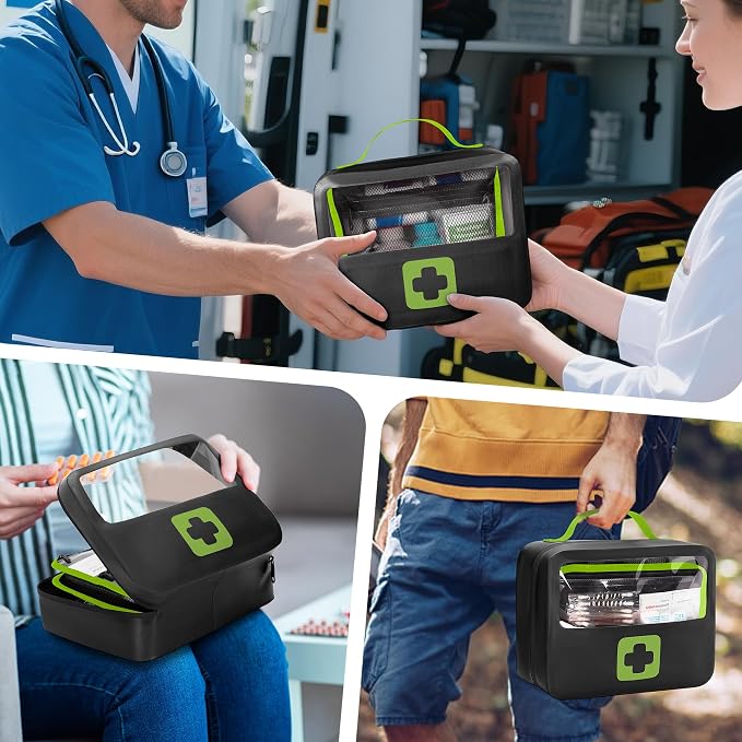 Marscamd Waterproof Empty First Aid Bag with a Detachable Panel | Small Medical Bag with Molle System, Green (Bag Only)