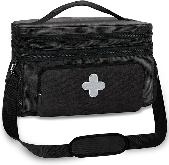 Medicine Storage Bag, Medical Bag Pill Bottle Organizer for Emergency, Medicine Box Empty with Small Portable Pouch, First Aid Box for Travel and Home Storage