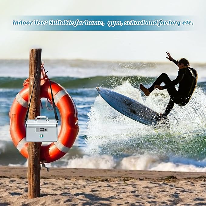 KYODOLED Large Medication Lock Box, Locking Medicine Safe with Key, Ideal for Secure First Aid and Drug Storage, White, 13.9'' x 7.8'' x 8.6'', Theft-Resistant Design