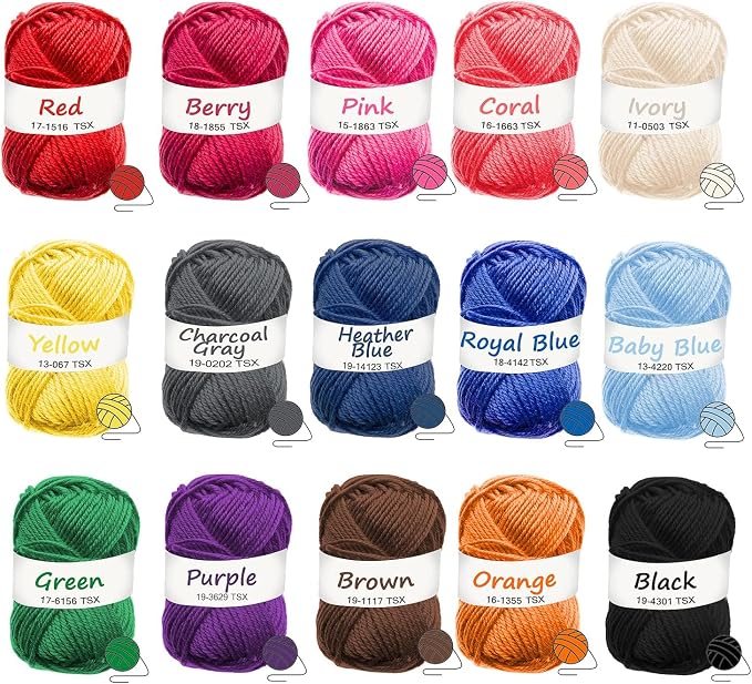 Hearth & Harbor Crochet Kit 114 Piece with 1500 Yards Assorted Yarn Kit, Ergonomic Hooks, Crocheting Instruction, Knitting & Crochet Supplies - Beginner Crochet Kits for Adults, Ideal for Amigurumi