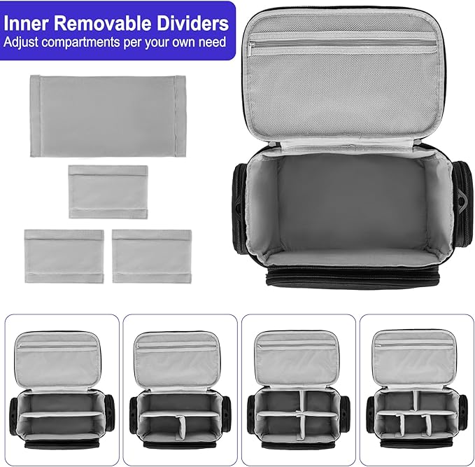 LEFOR·Z Small Medical Bag,First Aid Bag Empty,Home Health Nurse Storage,Pill Bottle Organizer Box,Emergency Medical Supplies Tote with Detachable Divider for Home,Travel(11.75 x 7.6 x 8 inch)