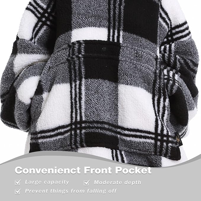 Catalonia Oversized Blanket Hoodie Sweatshirt, Wearable Sherpa Lounging Pullover for Adults Women Men