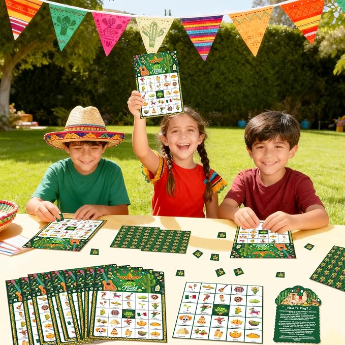 Mexico Bingo Game Cards for Cinco De Mayo Decorations, 38pcs Fiesta Bingo Games Cinco de Mayo Bingo Game Cards for Mexican Fiesta Party Decorations