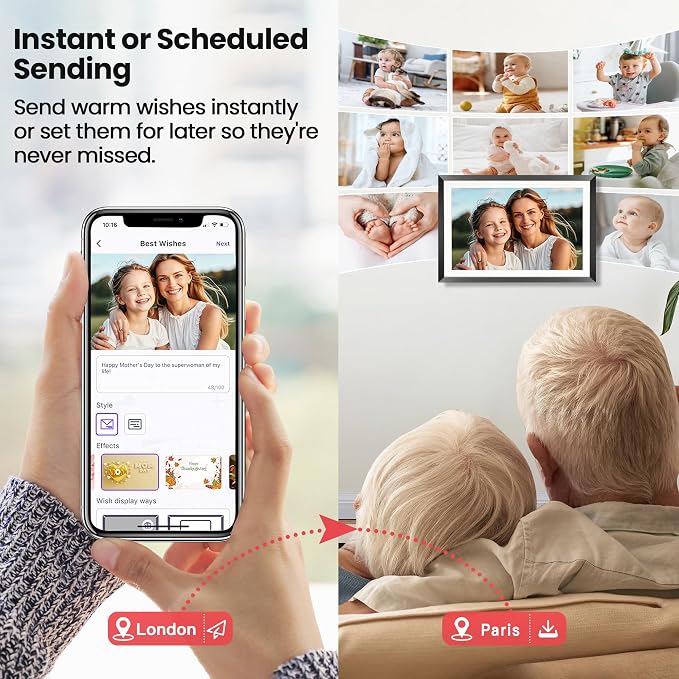 RCA 10.1" WiFi Digital Picture Frame, Electronic Photo Frames 32GB Storage, HD IPS Touch Screen WiFi Frame/Auto Rotate/Wall Mounted, Easy Setup in Uhale App to Share Photo/Video Anytime | (4Pack)