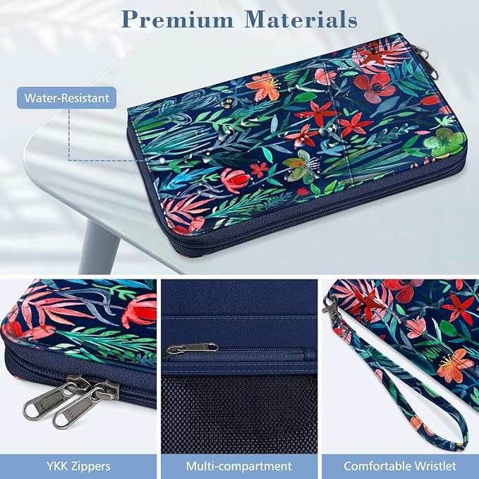 FINTIE Family Passport Holder Wallet Travel Document Organizer Clutch Bag | RFID Blocking Credit Cards Case Cover for Women Men
