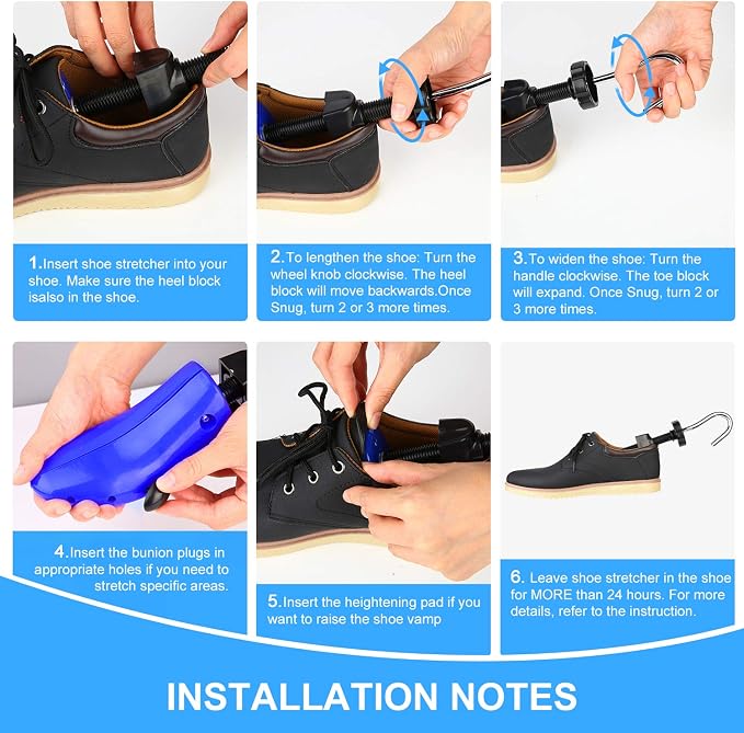 eachway Shoe Stretcher Shoe Trees,Adjustable Length & Width for Men and Women (M(for M's Us6.5-10; Wm's Us10-13.5) Blue)