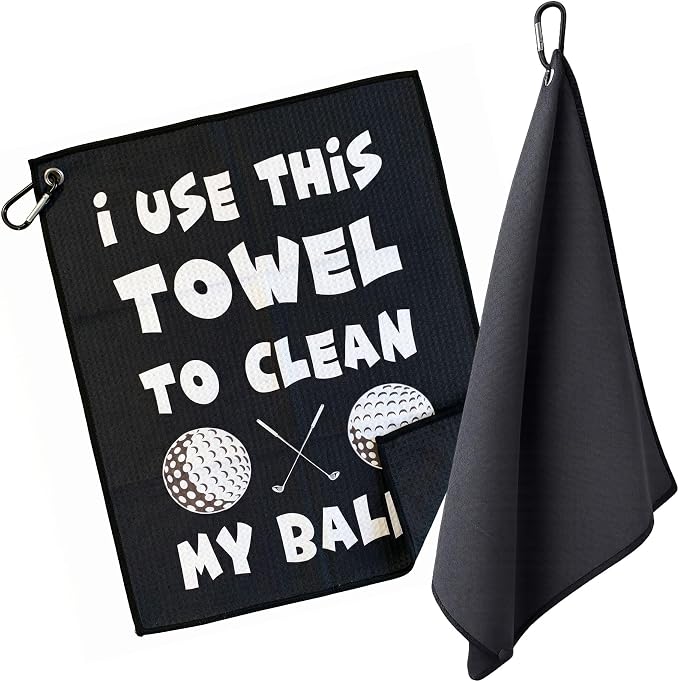 SHANKITGOLF Towel, Funny Microfiber with Bag Clip, Gift for Men & Dad | Waffle-weave towel scrubs dirt off clubs and balls, then clips to your bag. Novelty gifts for golfers.