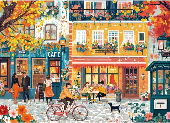 Puzzles for Adults 1000 Pieces, Romantic Street Scene Jigsaw Puzzle with 1:1 HD Poster, Perfect Interlocking No Dust, Stress Relief Ideal Gift for Family Games