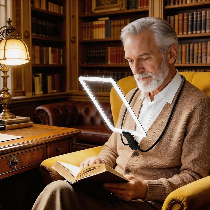 Magnifying Glass with Light for Reading,Hands Free Magnifier Neck Wearable | Lightweight Soft Tube, 50 Ultra-Bright LED Light Free 10X Magnifier for Reading,Sewing,Knitting,Cross Stitch & Crafts