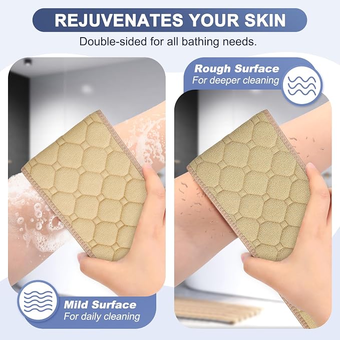 eaxun 38.5 Inch Exfoliating Back Scrubber with Dual Handles for Shower | Wider Dual-Sided Bath Washer for Deeper Cleansing, Full Back Coverage Exfoliator without Straining for Men & Women