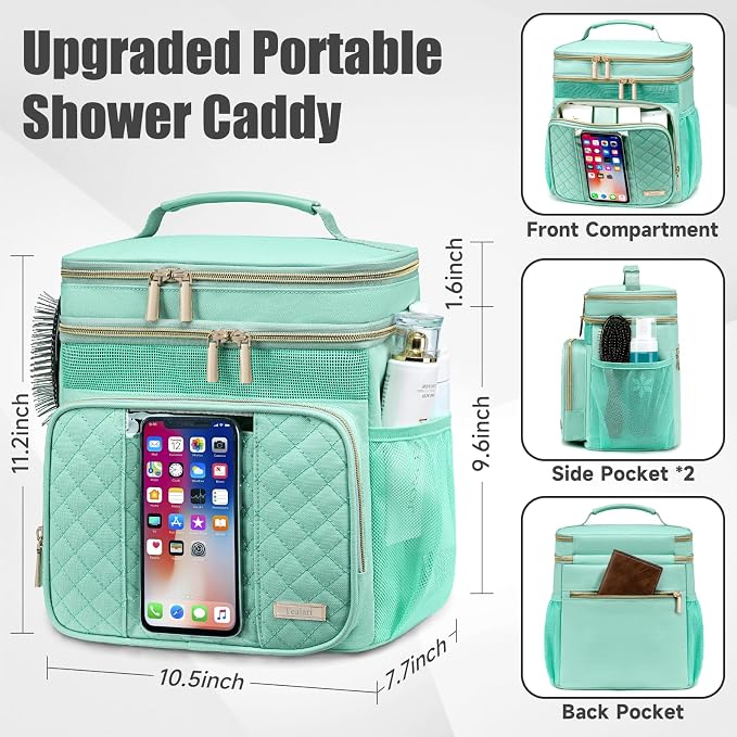 Tealari Large Toiletry Bag for Women Men,Bathroom Bag,Water Resistant Shower Bag,Makeup Bag,Portable Shower Caddy for College Dorm,Hanging Travel Toiletry Bag with Transparent Waterproof Phone Pocket