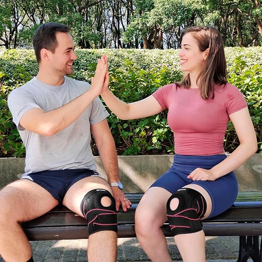 DOUFURT Knee Brace for Men & Women, Side Stabilizers & Patella Gel Pads | Plus Size Adjustable Knee Brace Support Relieves Meniscus Tears, Knee Pain, Arthritis, ACL/MCL Recovery, Daily Activities