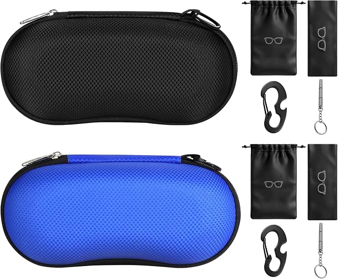 RayLove Sunglasses Case Hard Shell (2Pack), Crush Resistant Eyeglass Case with Zipper, Lightweight Sunglasses Travel Case