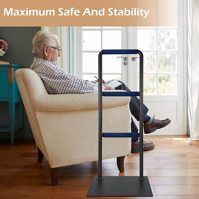 Stand Assist Aid for Elderly, Chair & Couch Stand Assist Bar, 19''x17''x40'' Standing Aids & Supports with Non-Slip Covers, Mobility Standing Aid Rail for Couch (Solid Base)