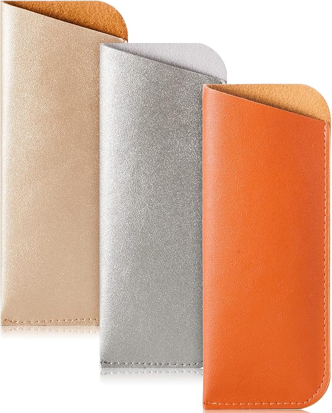 TRIUMPH VISION 3 Pack Reading Glasses Pouch Soft Case Eyeglass Sleeve Slim | Alternative to Bulky Case in bag, Lightweight Lined Padded Protect Optical lens Slip in, Cute Pattern Portable for Daily Use