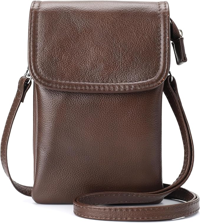 befen Genuine Leather Small Crossbody Bags for Women Cell Phone Travel Bag | Soft Real Leather, Adjustable Shoulder Strap, Card Slots, Compact Size, Daily Travel Shopping Outing Use, Phone Purse
