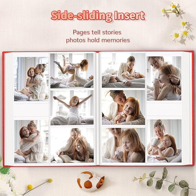 Artfeel Photo Album 4x6 with 600 Pockets,Slip-in Picture Albums,Linen Cover Memory Book with Front Window,White Page Vertical Photo Book for Wedding,Family,Anniversare,Baby,Vacation