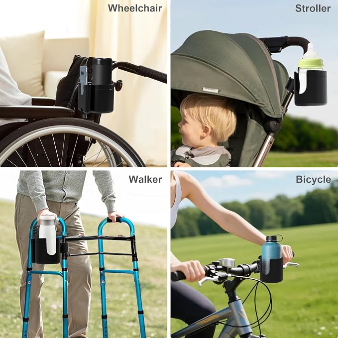 2-in-1 Cup and Phone Holder for Walker, Wheelchair, Rollator | Cup and Phone Holder Compatible with Drive Medical Nitro Rollator, Safe and Steady, Easy installation