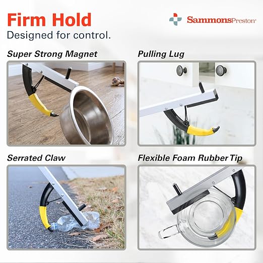Sammons Preston Reacher, 32" Lightweight Grabber Reacher Tool with Super Strong Magnetic Tip, Ergonomic Grip & Claw Jaw, Portable Reaching Aid for Seniors, Daily Living & Home Use, Standard Silver