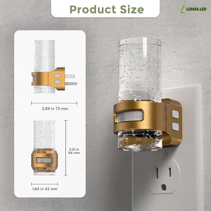 L LOHAS LED Motion Sensor Night Light, Bubble Night Lights Plug into Wall | 2 Pack 3CCT Color Temperature Change MINI Night-Light,Dimmable Nightlight with Dusk to Dawn Sensor for Rooms Bathroom Hallway