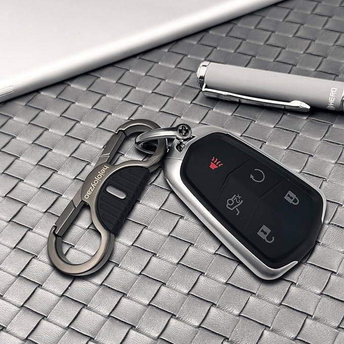Keychain Quick Release Double Carabiner Clip with D Ring Key Rings, Unisex Belt Loop Key Holder for Home Car Keys