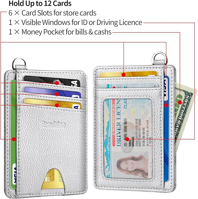 Slim Minimalist Front Pocket Wallet, RFID Blocking Credit Card Holder Wallet with Detachable D-Shackle for Men Women