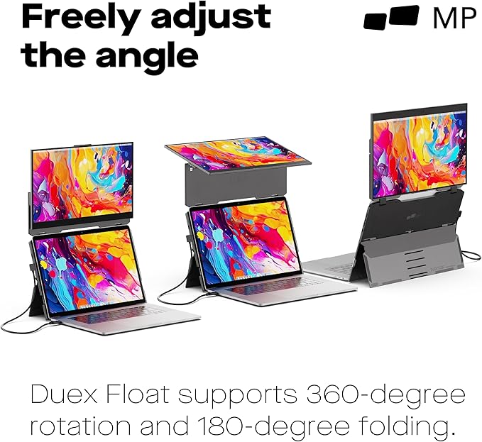 Duex Float Mobile Pixels 15.6" Stacked Portable Screens, Full HD IPS 1080P Touchscreen Monitor with Built-in Kickstand, USB Type-C/HDMI Plug and Play, Support Windows/Mac/Android/ChromeOS/Switch