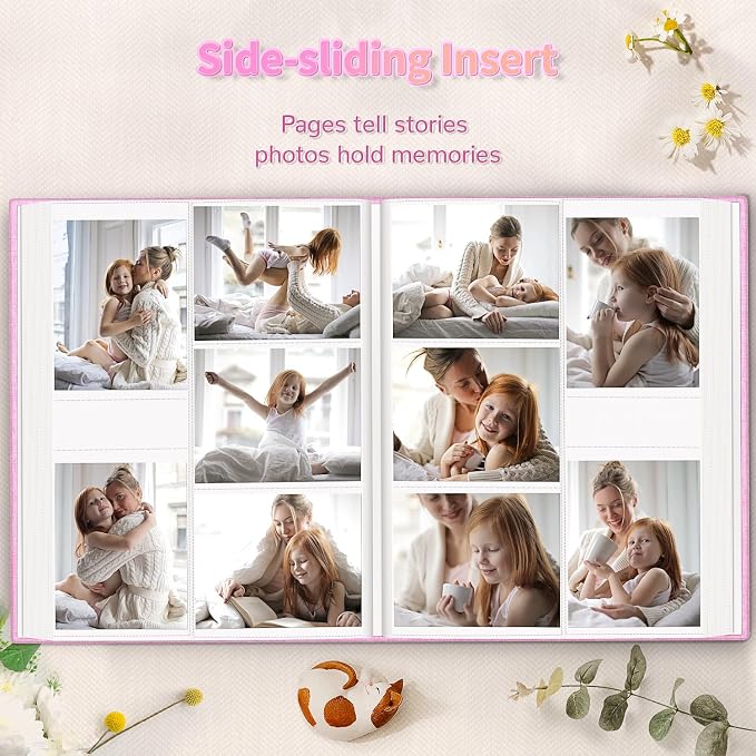 Artfeel Photo Album 4x6 with 1000 Pockets,Slip-in Picture Albums,Linen Cover Memory Book with Front Window,White Page Vertical Photo Book for Wedding,Family,Anniversare,Baby,Vacation