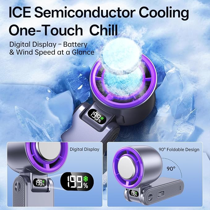 Handheld Portable fan with Turbo Cooling, Speed(1-199) 5500mAh | 20000 RPM Hand Held Fan Rechargeable Powerful Mini Personal fan for Travel, Outdoor, Beach & Makeup
