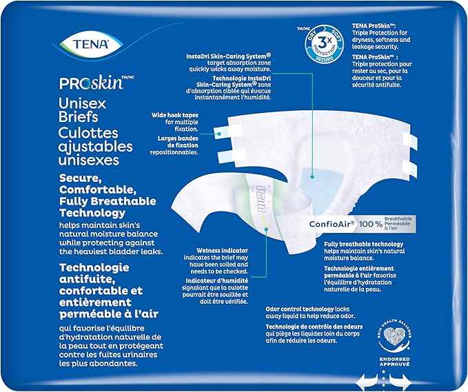 Tena ProSkin Unisex Adult Diapers with Tabs, Maximum Absorbency, X-Large, 12 ct