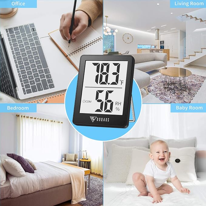 DOQAUS 2 Pack Digital Hygrometer Indoor Thermometer Humidity Meter | 5s Fast Refresh, Mini Room Thermometer with Temperature and Humidity Monitor for House, Baby Room, Greenhouse, Incubator