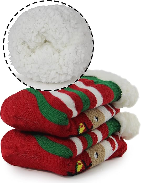 BenSorts Women Winter Thick Slipper Socks with Grippers Non Slip Warm Fuzzy Socks Christmas Gifts