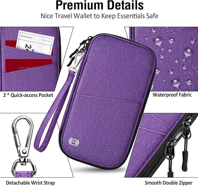 BKNOOU Passport Holder Family Rfid Blocking Travel Document Organizer,Travel Passport Wallet Waterproof Multiple Passport Holder for Traveling,Passport Organizer for Men Women