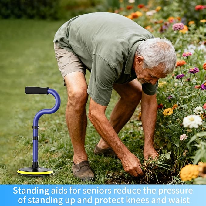 Standing Assist Devices Mobility Aids Tool to Help Get up from Floor Standing Aids & Supports for Seniors, Standing Mobility Aid for Elderly Rising Indoors Garden Housework Bedroom Bathroom Matte Blue