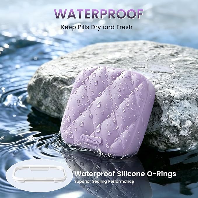 Travel Pill Organizer for Women, Cute Pill Box with Mirror | Compact,Waterproof,Bpa-free,Stylish,4 Compartment