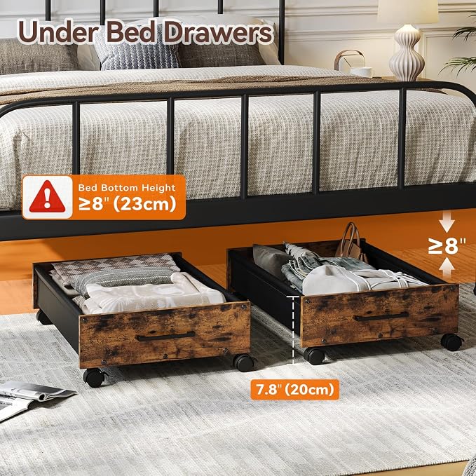 Wooden Under Bed Storage Drawer with Wheels for Space-Saving Storage | Ideal for seasonal clothing, extra blankets, shoes and everyday household essentials