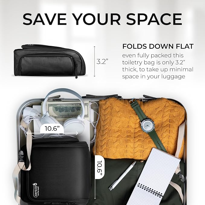 Travel Toiletry Bag for Men and Women - (10.6”x10.6”x3.2”) Large Hanging Toiletry Organizer - Waterproof Hygiene Bag with Metal XXL Swivel Hook, with Sturdy Zippers and 15 Compartments for Toiletries