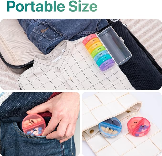 Sukuos Large Weekly Pill Organizer 2 Times a Day, Daily Pill Box 7 Day Easy to Open with Double Protection, AM PM Pill Case for Medicine/Vitamin/Fish Oil/Supplements (Clear)