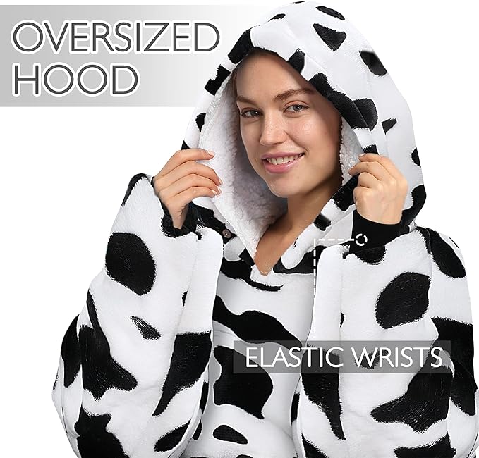 Catalonia Oversized Blanket Hoodie Sweatshirt, Wearable Sherpa Lounging Pullover for Adults Women Men