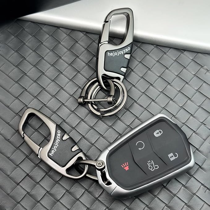 Keychain Carabiner Clip,Heavy Duty Belt Loop Car Key Ring Holder | Durable metal build, mens EDC accessory, 4 key rings, secure locking D-ring, fits belt loops, holds home, car key fobs