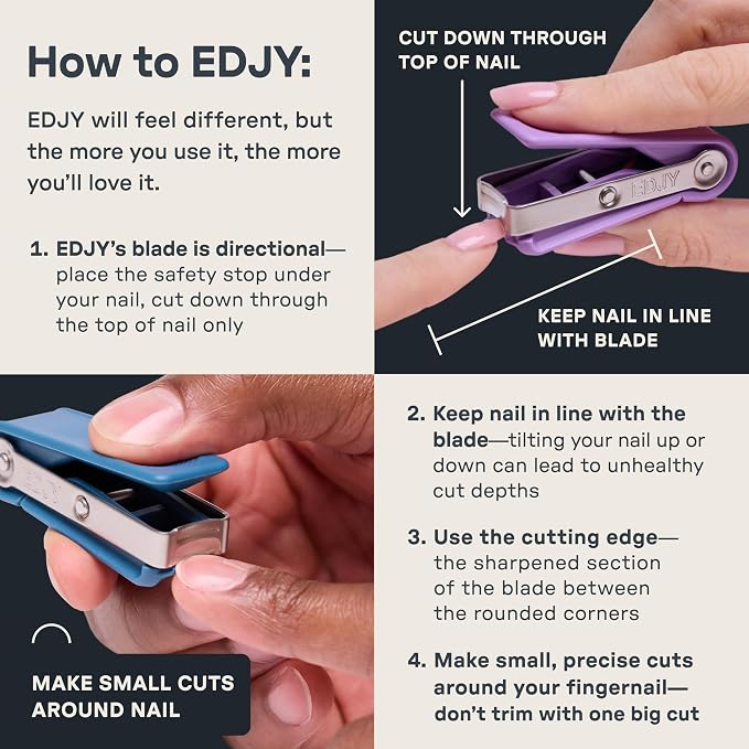 EDJY Fingernail Cutter - Precision Stainless Steel Nail Cutter for Fingernails | Sharp Blade, Ergonomic Design, Durable & Rust-Resistant | Ideal for Men and Women EDJY Blue | 2-Pack