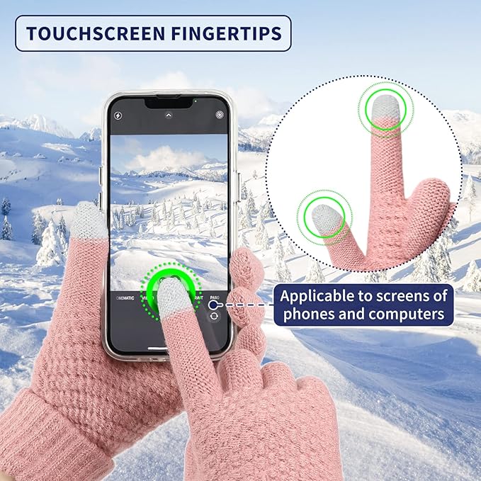 Omisy 4 Pairs Women Winter Gloves Touchscreen Cold Weather Mitten, Christmas Gifts for Adult Stockings Stuffers Mom Wife