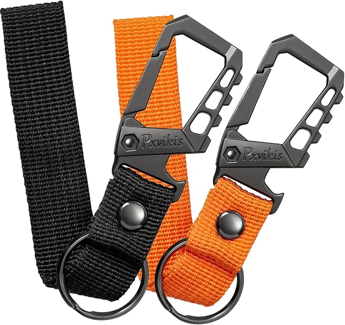 Metal heavy duty key chain carabiner clip bottle opener wrist lanyard ring car key fob unisex for men and women