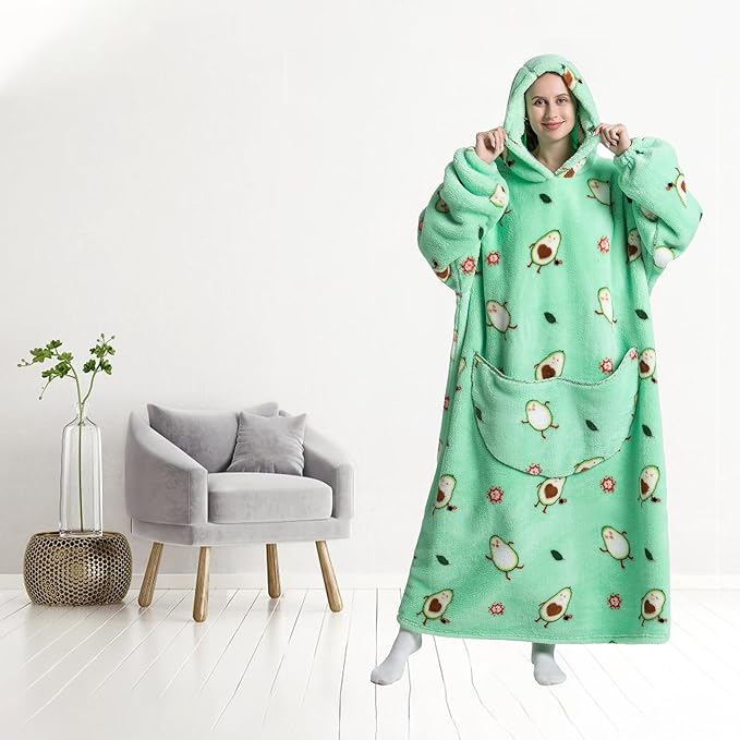 Blanket Hoodie, Long Hooded Blanket Sweatshirt as Birthday Gifts for Women Men, Long Wearable Blanket for Women Men.