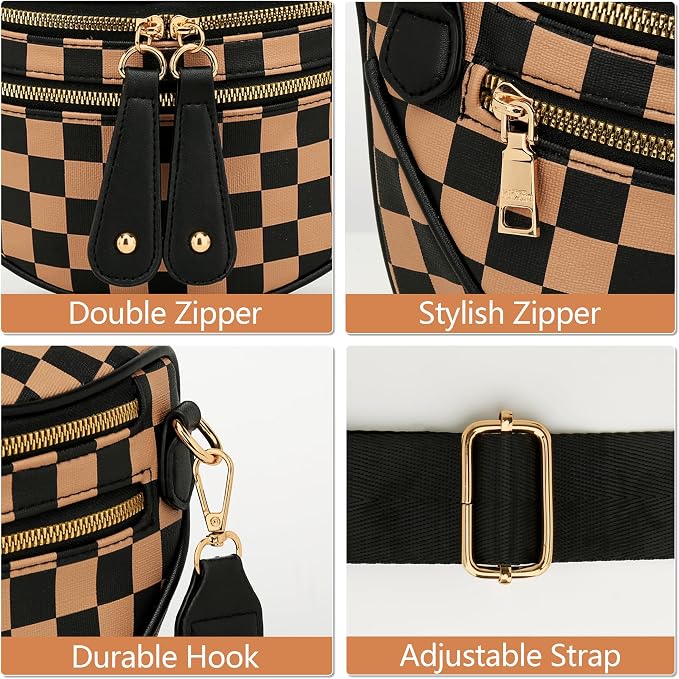 KKXIU Crossbody Bags for Women Vegan Leather Travel Bum Bag | Trendy Fanny Waist Pack | Shoulder Purse with Adjustable Strap