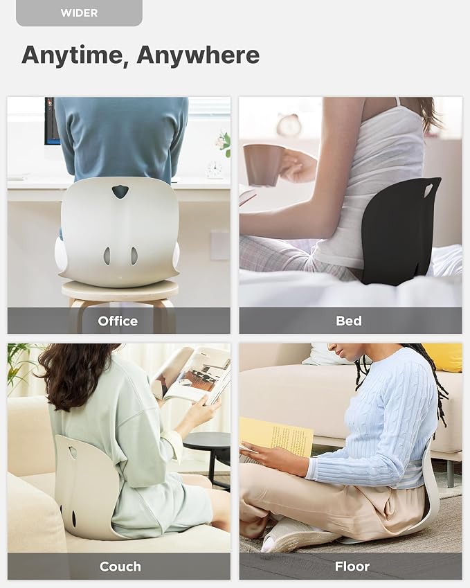 curble Wider 2 Pack – Ergonomic Desk Chair Seat Cushion, Everyday Passive Posture Trainer for Work from Home, Office & Car, Breathable Lumbar Support (Black)