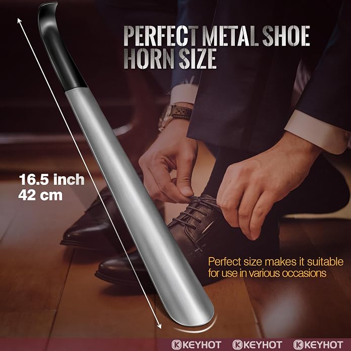 Metal Shoe Horns 7.5-16.5“, Shoehorns Long & Travel for Kids Adult | Stainless Steel Shoehorns, Shoe Spoons, Portable Compact Lightweight Wear Shoes Helper for Boots Men Women
