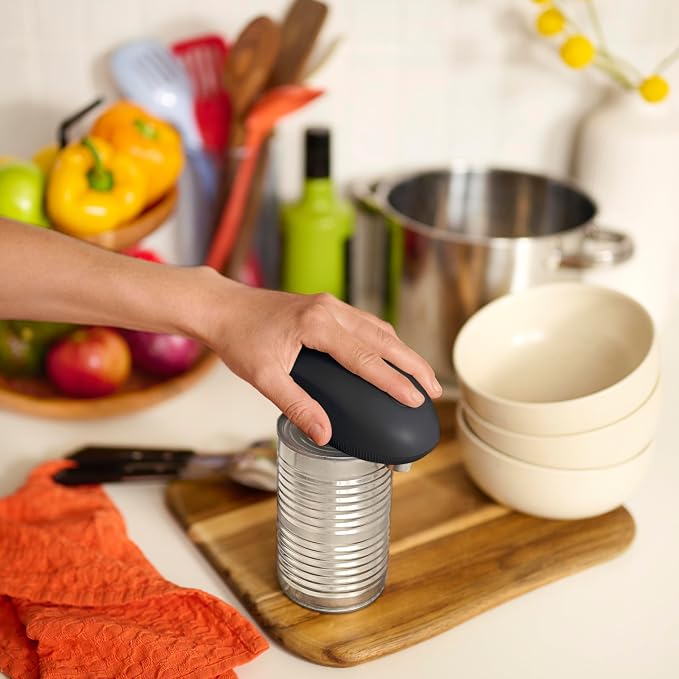bella Automatic Can Opener, Hands Free, Battery Operated, Cordless, Stainless steel blade to open any Size Can with Magnet to Safely Remove Lid, Seamless Opening Decreases Sharp Edges, Slate