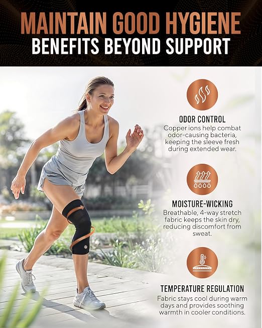 TheraCopper Copper Knee Brace for Men & Women (2 Pack) — Non-Slip Compression Copper Knee Sleeve for Arthritis, Knees Pain Relief, Swelling, Anti inflammatory and Recovery Support (Small)